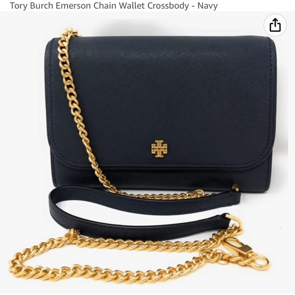 Tory Burch Women's Emerson Snap Button Chain Wallet Small
Crossbody (Black) - Picture 4 of 4